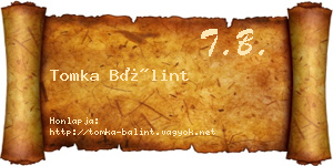 Tomka Bálint névjegykártya